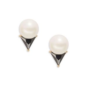Kate Spade Black Triangle Pearl Stud Earrings
